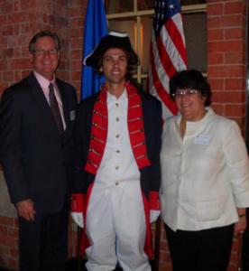 Pictured with US Commercial Service Connecticut Director Anne Evans, US Consul General, Niels Marquardtand, Int’l Trade Specialist, US Commercial Service Connecticut Anthony Sargis dressed as US Revolutionary War hero and state hero, Nathan Hale.